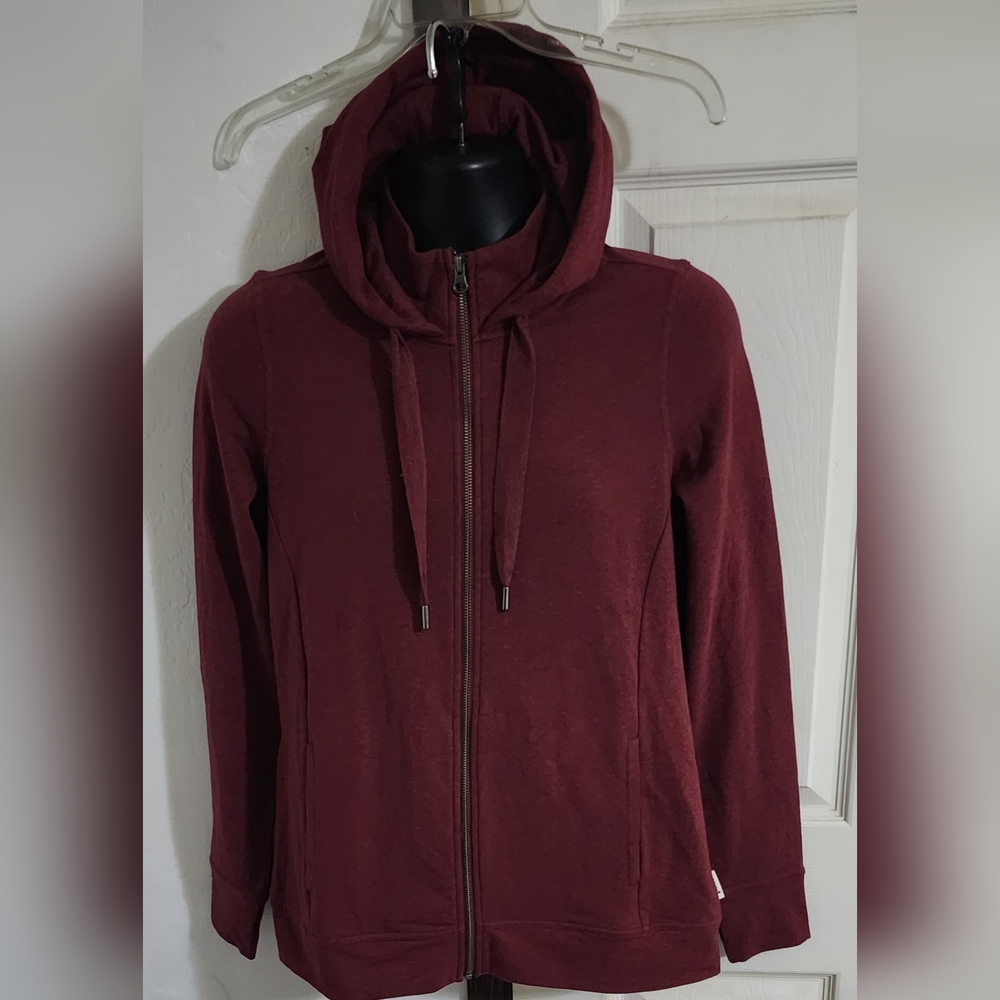Pact Hoodie Adult M Red Sweater Zip Up Organic Cotton Sweatshirt Thumhole EUC